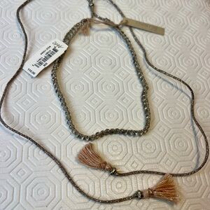 Chan Luu Silver and Tan Beaded Necklace